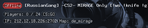 [RussianGang] -CS2- MIRAGE Only [!ws !knife !gl !viptest]